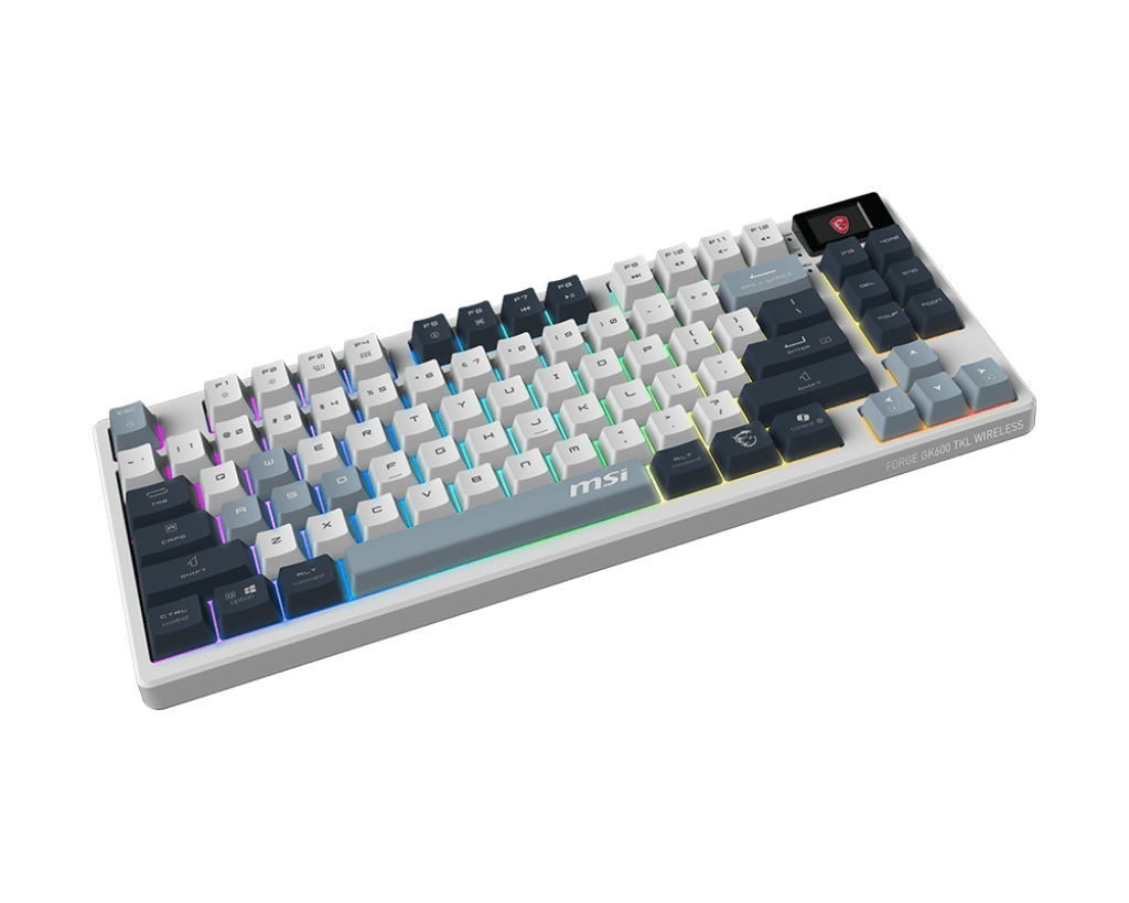 MSI FORGE GK600 TKL WIRELESS SKY | Gaming Keyboard | Wireless | US | Bluetooth | 2.4 GHz, Bluetooth, USB 2.0 | Mechanical Linear