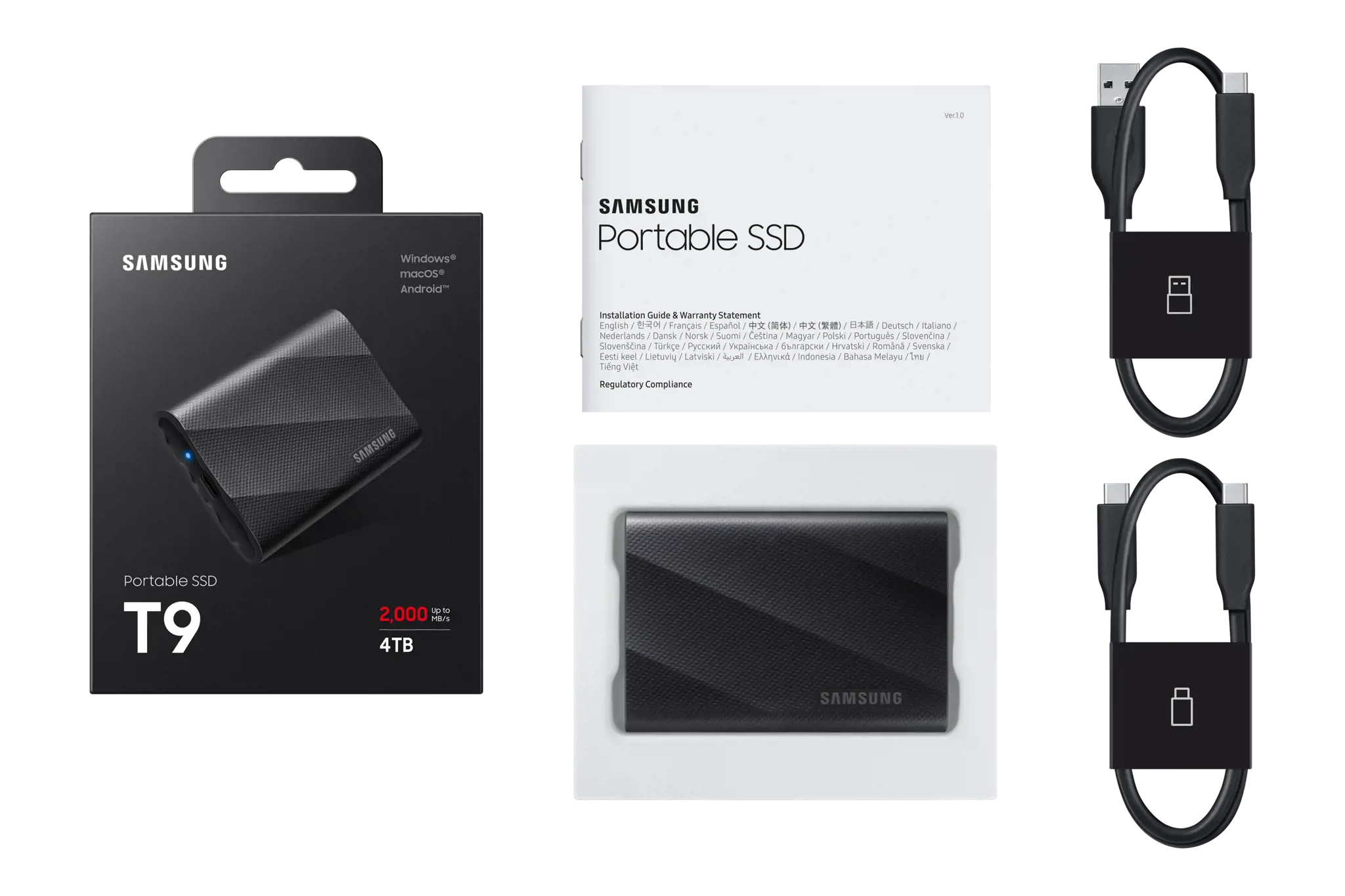 "Samsung" MU-PG4T0B, 4 TB, C tipo USB, 3.2 Gen 2 (3.1 Gen 2), 2000 MB/s, apsauga nuo slaptažodžio, juoda