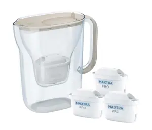 Brita Style Essential filter jug + 3 Maxtra Pro Pure Performance filter cartridges (sand-coloured)