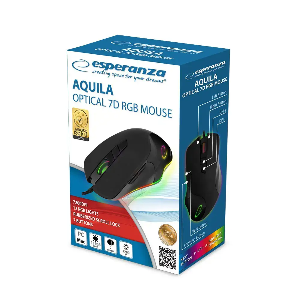 Esperanza EM132 7200DPI Optical mouse RGB