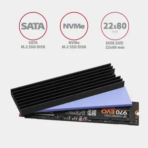 "AXAGON CLR-M2L6" pasyvusis - M.2 SSD, 80 mm SSD, ALU korpusas, silikoninės šiluminės pagalvėlės, aukštis 6 mm
