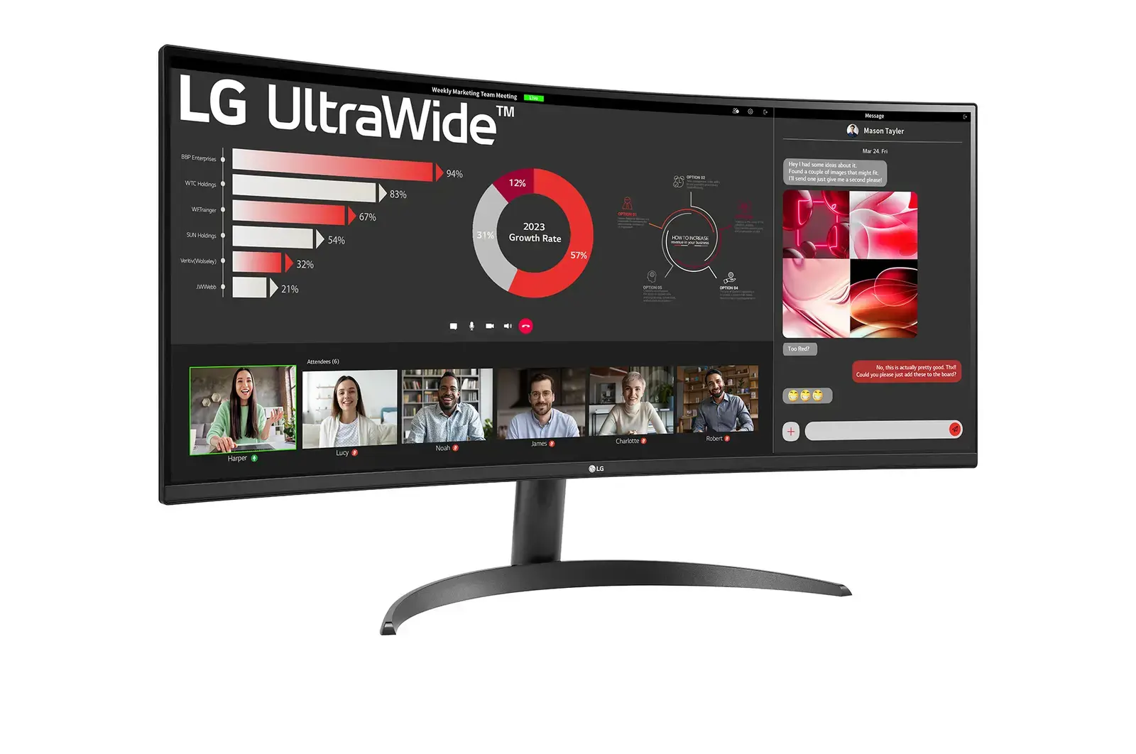 LCD Monitor LG 34" Curved/21 : 9 Panel VA 3440x1440 21:9 100 Hz 5 ms Tilt 34WR50QK-B