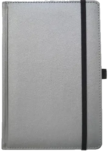 Kalendorius - užrašinė UNIVERSAL BLACK EDITION, PU, A5, be datų, sidabrinė