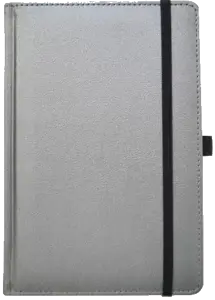 Kalendorius - užrašinė UNIVERSAL BLACK EDITION, PU, A5, be datų, sidabrinė