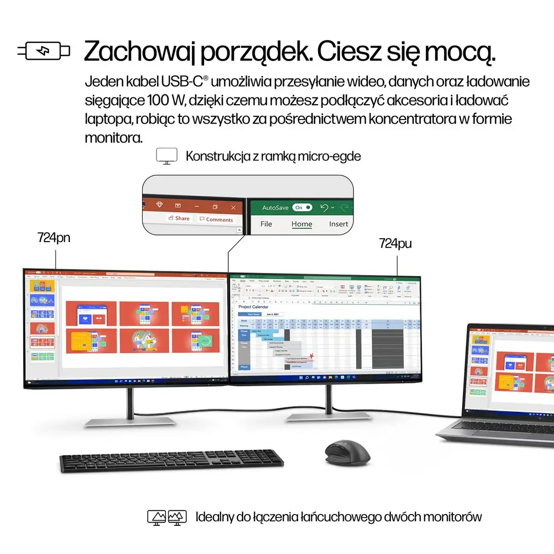 HP Series 7 Pro 24 inch WUXGA USB-C Monitor - 724pu, 61 cm (24"), 1920 x 1200 pixels, WUXGA, Black, Silver