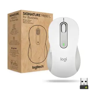 Logitech Signature M650 Wireless Mouse for Business, Right-hand, Optical, RF Wireless + Bluetooth, 4000 DPI, White