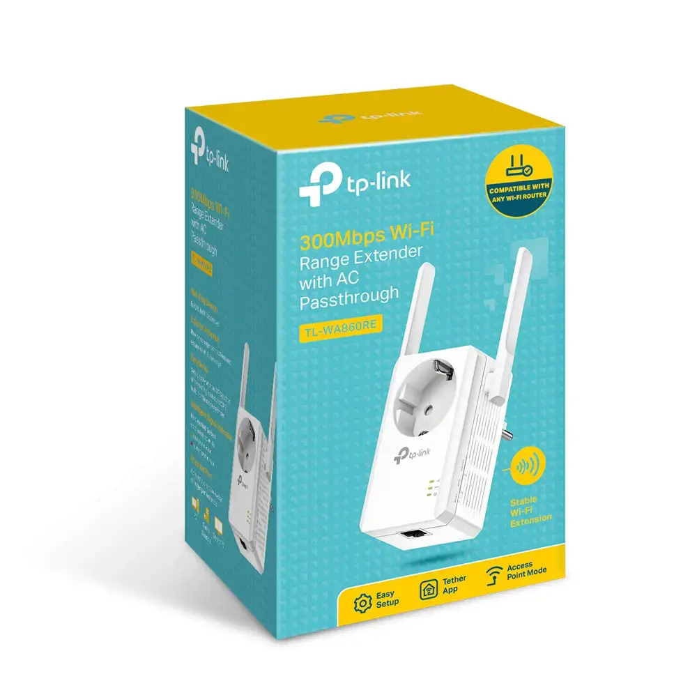 TP-Link TL-WA860RE, 300 Mbit/s, IEEE 802.11b, IEEE 802.11g, IEEE 802.11n, IEEE 802.3, IEEE 802.3u, Fast Ethernet, 10,100 Mbit/s, Wi-Fi 4 (802.11n), 802.11b, 802.11g, Wi-Fi 4 (802.11n)