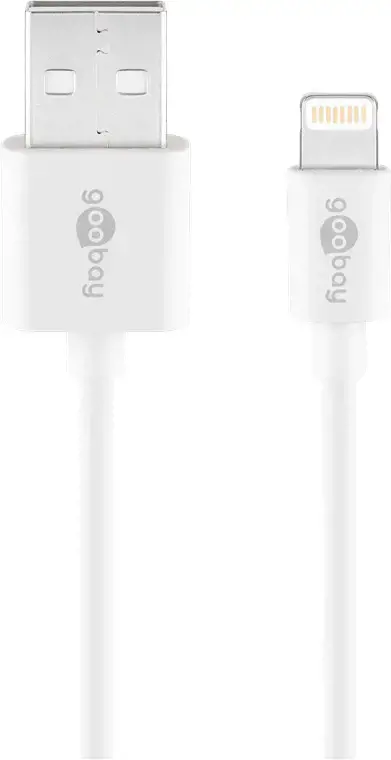"Goobay" "Lightning" USB įkrovimo ir sinchronizavimo laidas 54600 Baltas, USB 2.0 vyriškas (A tipo), "Apple Lightnin" vyriškas (8 kontaktų)