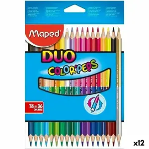 Spalvinimo pieštukai Maped Duo Color' Peps. Įvairiaspalviai, 18 vnt., dvigubo galo (12 vnt.)