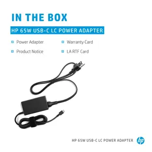 HP 65W USB-C - OPENBOX - Brick AC LC Power Adapter Notebook Charger / fits ProBook 430 440 450 G6 G7 G8 G9, EliteBook 830 840 850 G6 G7 G8 G9, x360 1030 1040 G6 G8 G9, Dragonfly