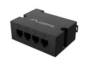 Lanberg Switch PoE Extender 1xIn 3xOut Gigabit Ethernet Din Rail BT 90W metal clips | DIN-GE4-BT-90W