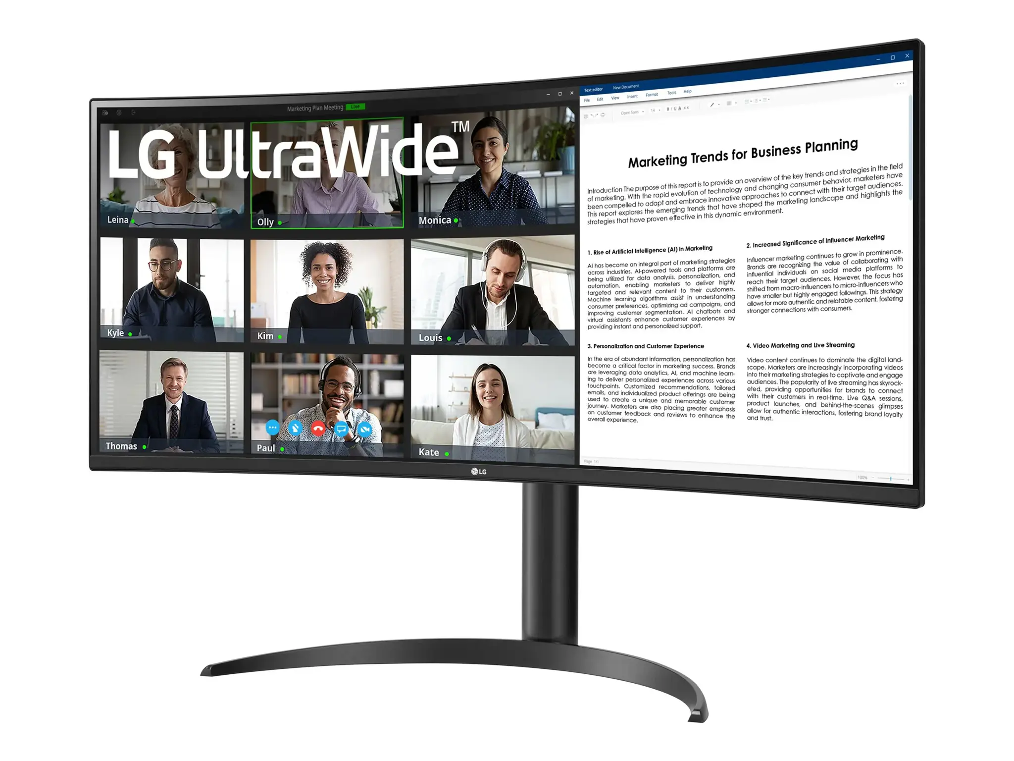 LCD Monitor LG 34WR55QK-B 34" Business/Curved/21 : 9 Panel VA 3440x1440 21:9 100Hz 5 ms Height adjustable Tilt Colour Black 34WR55QK-B