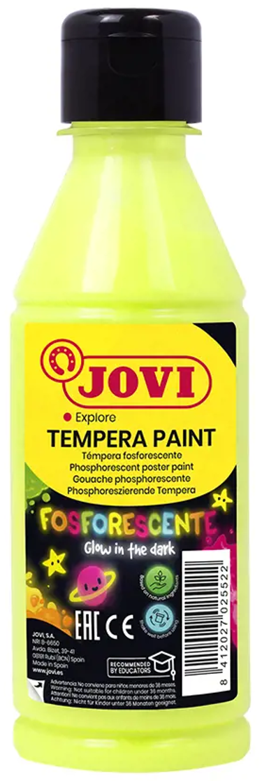 Tempera dažai JOVI, 250ml, geltonos sp., fosforiniai