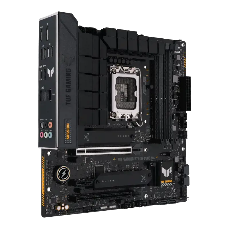 ASUS TUF GAMING B760M-PLUS D4, "Intel", LGA 1700, "Intel® Celeron®", "Intel® Core™ i3", "Intel® Core™ i5", "Intel® Core™ i7", "Intel® Core™ i9",..., LGA 1700, DDR4-SDRAM, 128 GB