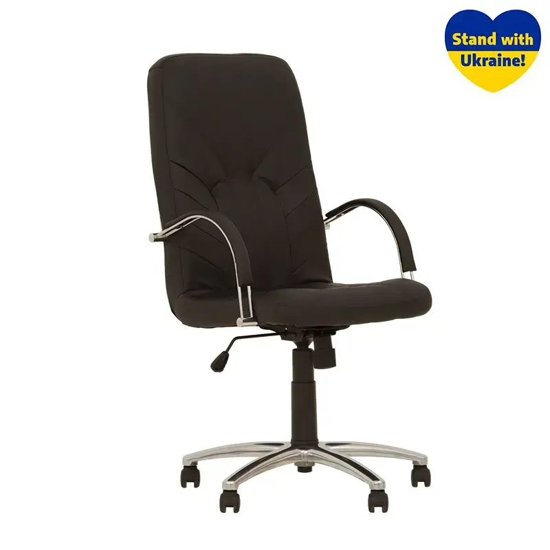 Vadovo kėdė NOWY STYL MANAGER STEEL Chrome, oda, SP-A, juoda sp.