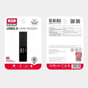 XO atminties kortelių skaitytuvas DK05A 2in1 USB 2.0, juodas
