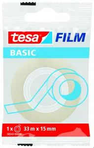 Lipni juosta TESA Film Basic, 15mm x 33m, skaidri