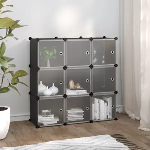 Storage Cube Organizer su 9 kubeliais ir durelėmis juodas PP