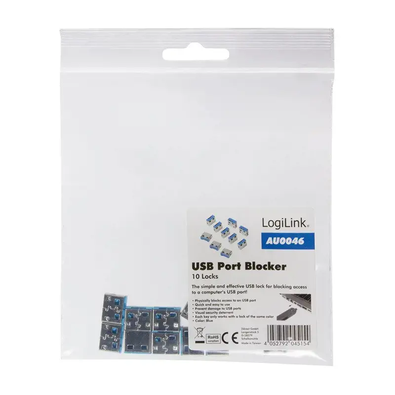 LOGILINK AU0046 LOGILINK - USB prievadų blokatorius (10x užraktai)