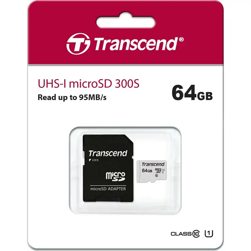 TRANSCEND 64GB UHS-I U1 microSD su adapteriu