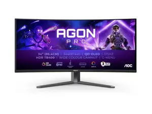 AOC | AGON PRO AG346UCD | 34 " | OLED | WQHD | 21:9 | 175 Hz | 0.03 ms | 3440 x 1440 pixels | 250 cd/m² | HDMI ports quantity 2