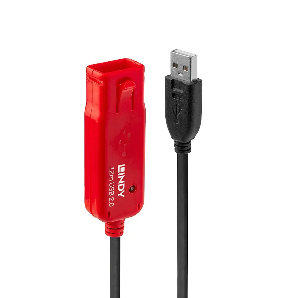 "Lindy" 12 m USB2.0 prailginimo rinkinys 42870, 12 m, USB A, USB A, USB 2.0, 480 Mbps, juodas