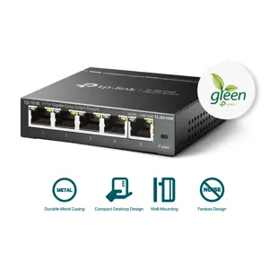 "TP-Link" 5 prievadų "Gigabit Easy Smart" komutatorius, nevaldomas, L2, Gigabit Ethernet (10/100/1000)