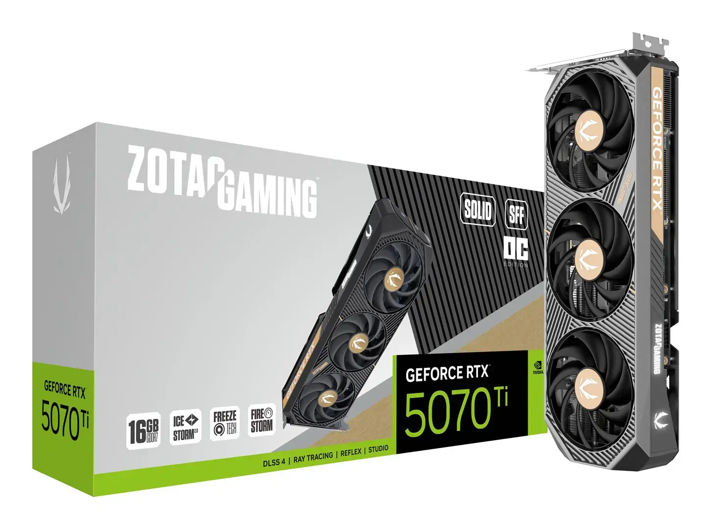 Vaizdo plokštė ZOTAC GeForce RTX 5070 Ti 16 GB, GDDR7, ZT-B50710J3-10P