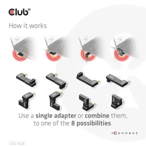 CLUB3D USB Type-C Gen2 Angled Adapter set of 2 up to 4K120Hz M/F, USB C, USB C, USB 3.2 Gen 2 (3.1 Gen 2)