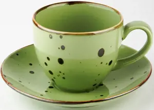Puodelis Cottage Green, su lėkštute, porcelianas, 300 ml, D 9 cm, H 8,5 cm, vnt