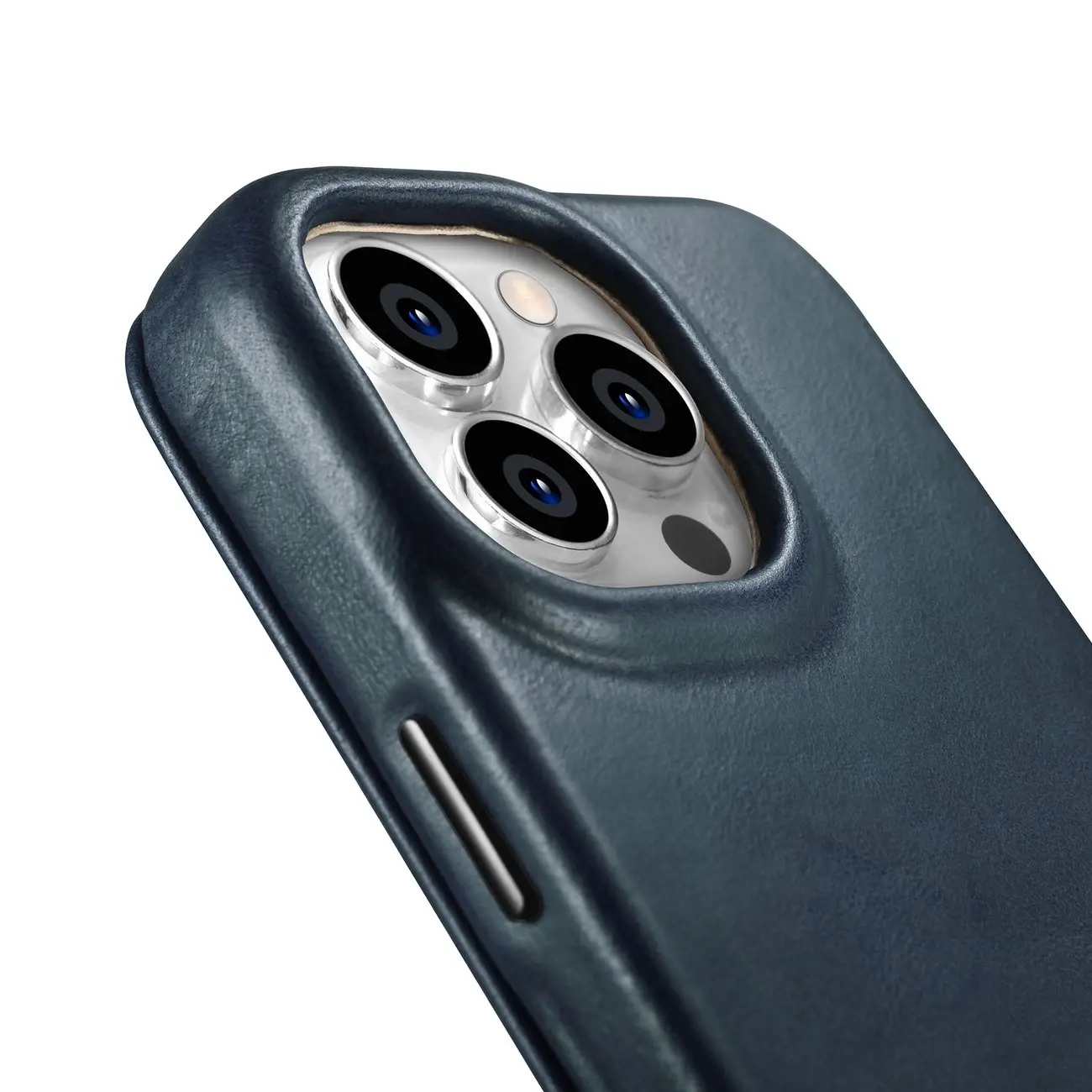 "iCarer CE Oil Wax Premium Leather Folio Case" odinis dėklas "iPhone 14 Pro", magnetinis "MagSafe", mėlynas (AKI14220706-BU)