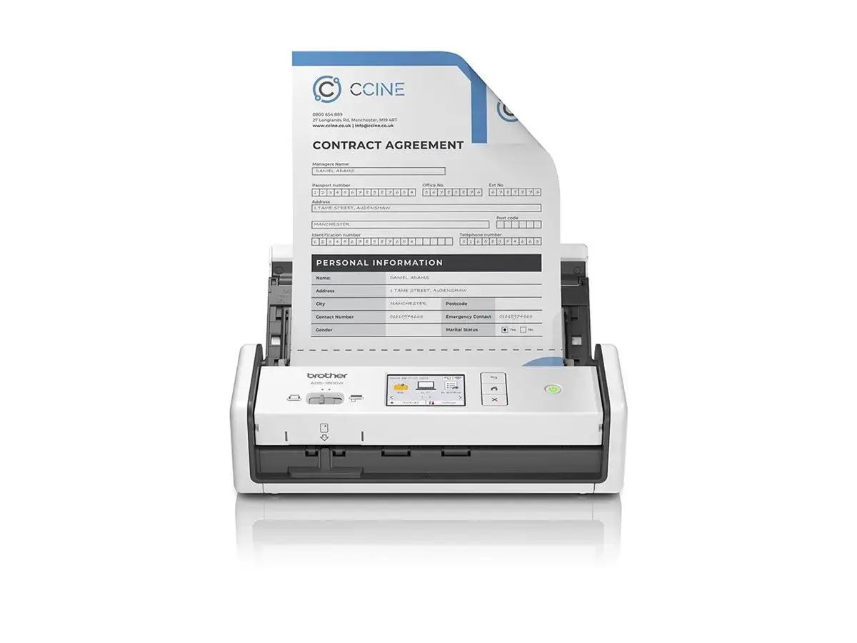 BROTHER ADS-1800W PORTABLE DOCUMENT SCANNER, A4, DUPLEX, USB/USB-C, WIFI, 30PPM