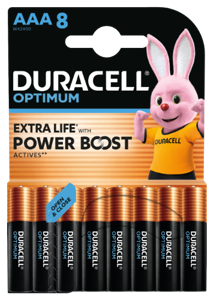Baterijos DURACELL Optimum, AAA, 8 vnt.