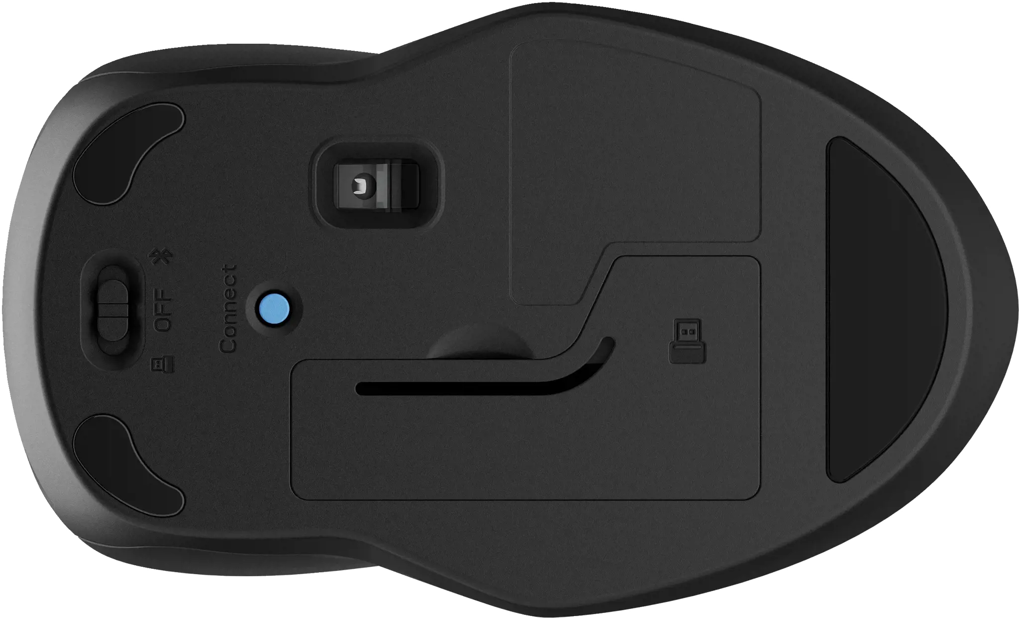 HP 250 dviguba pelė, dvipusė, "Bluetooth" + A tipo USB, 1600 DPI, juoda
