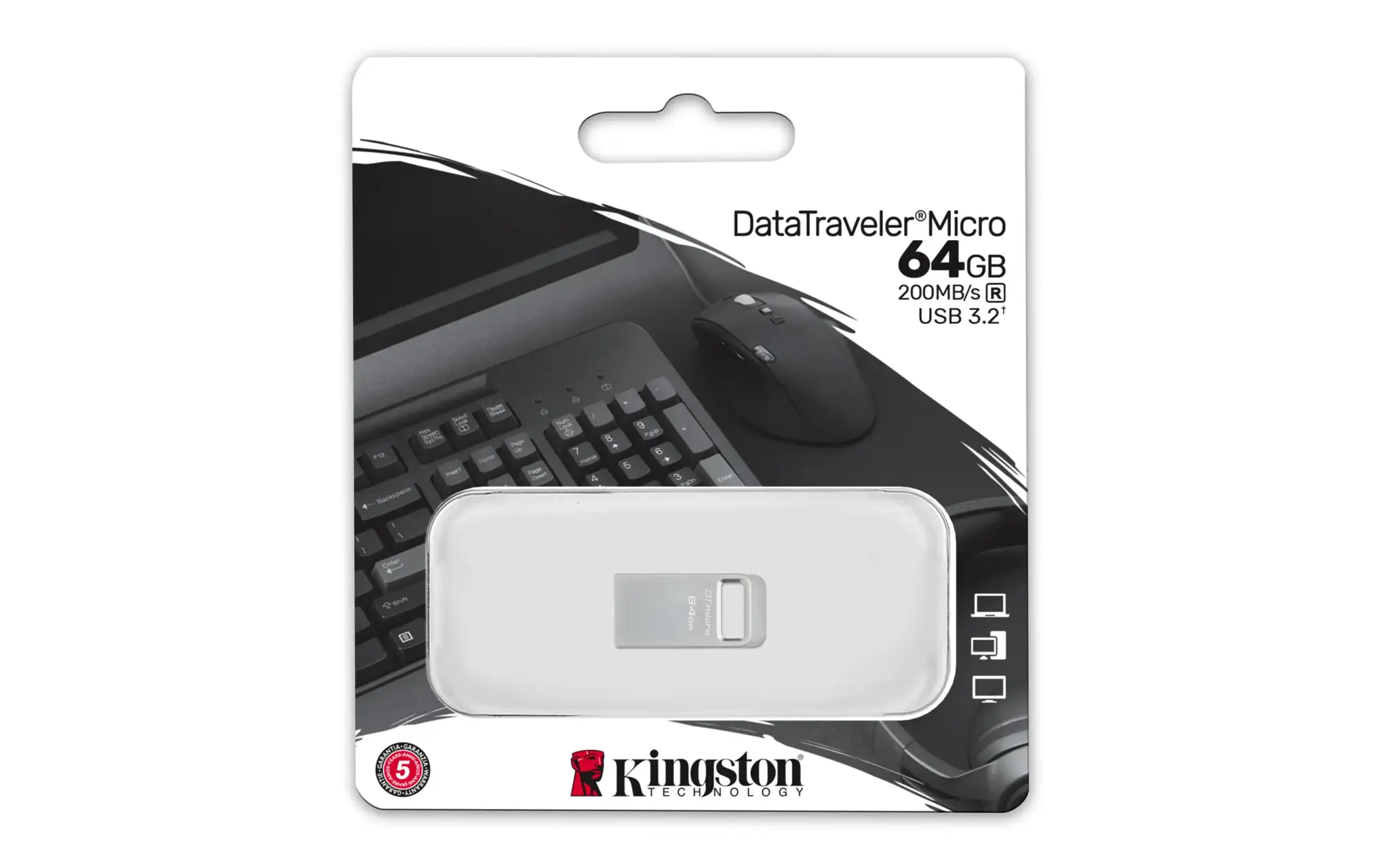 KINGSTON 64GB "DataTraveler Micro" 200MB/s metalinis USB 3.2 Gen 1