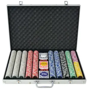 Pokerio rinkinys su 1000 žetonų su vertėmis, aliuminis