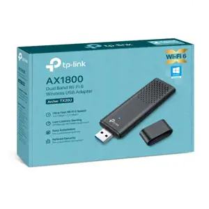 TP-Link Archer AX1800 Dual Band Wi-Fi 6 Wireless USB Adapter, Wired, USB, WLAN, Wi-Fi 6 (802.11ax), 1201 Mbit/s, Black
