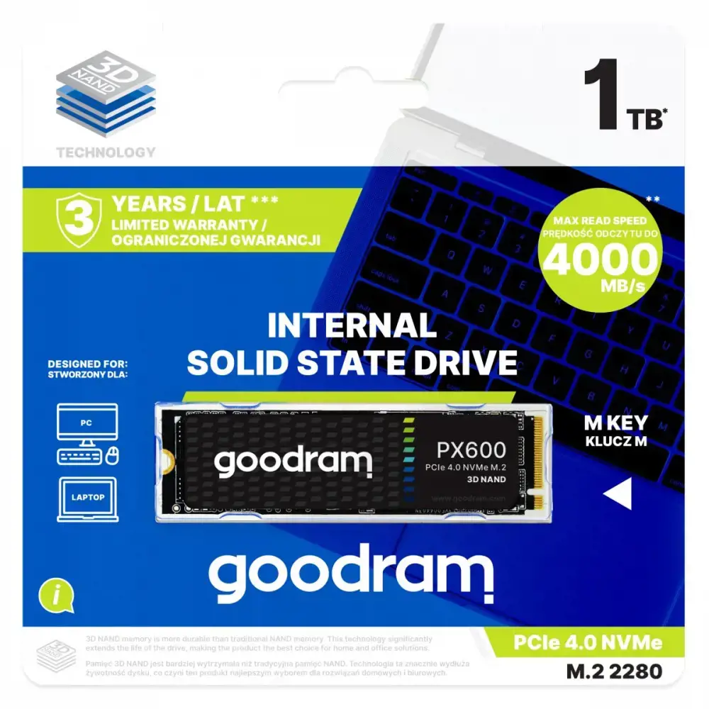 SSD diskas GOODRAM SSDPR-PX600-1K0-80 1000 GB, M.2, PCI Express 4.0