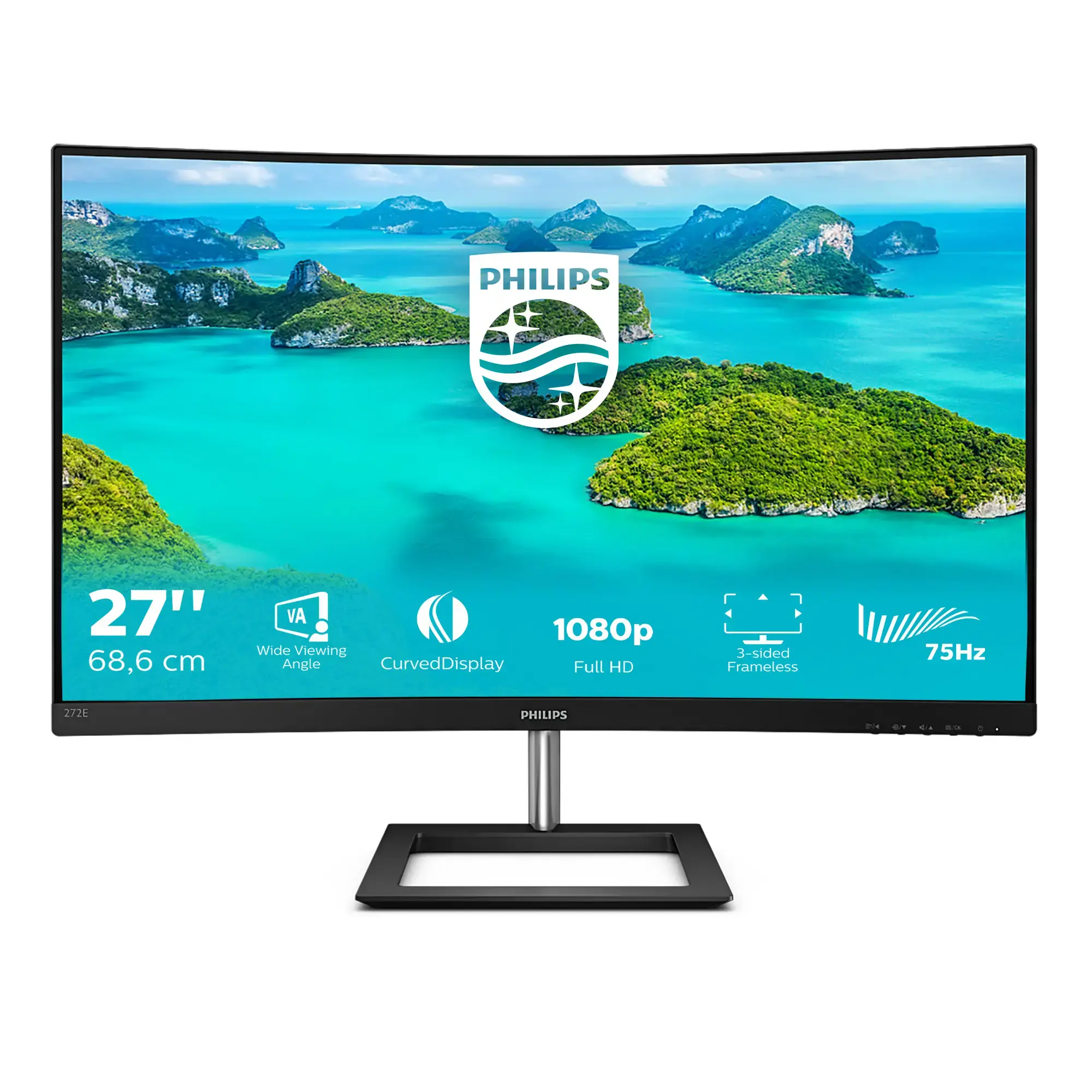 Monitorius Philips E Line 272E1CA/00, 68.6 cm (27"), 1920 x 1080 pixels, Full HD, LCD, 4 ms, Black