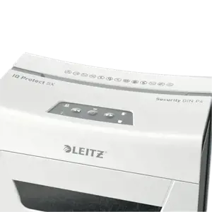 "Leitz IQ Protect Premium" popieriaus smulkintuvas 8X P4, 14 L, jutiklinis, 8 lapai, P-4, pilkas, baltas, 80 g/m²