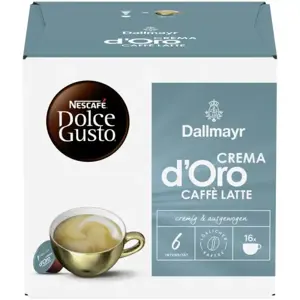 Nescafe Dolce Gusto Dallmayr Crema d'Oro Caffe Latte kava, 16 kapsulių dėžutėje