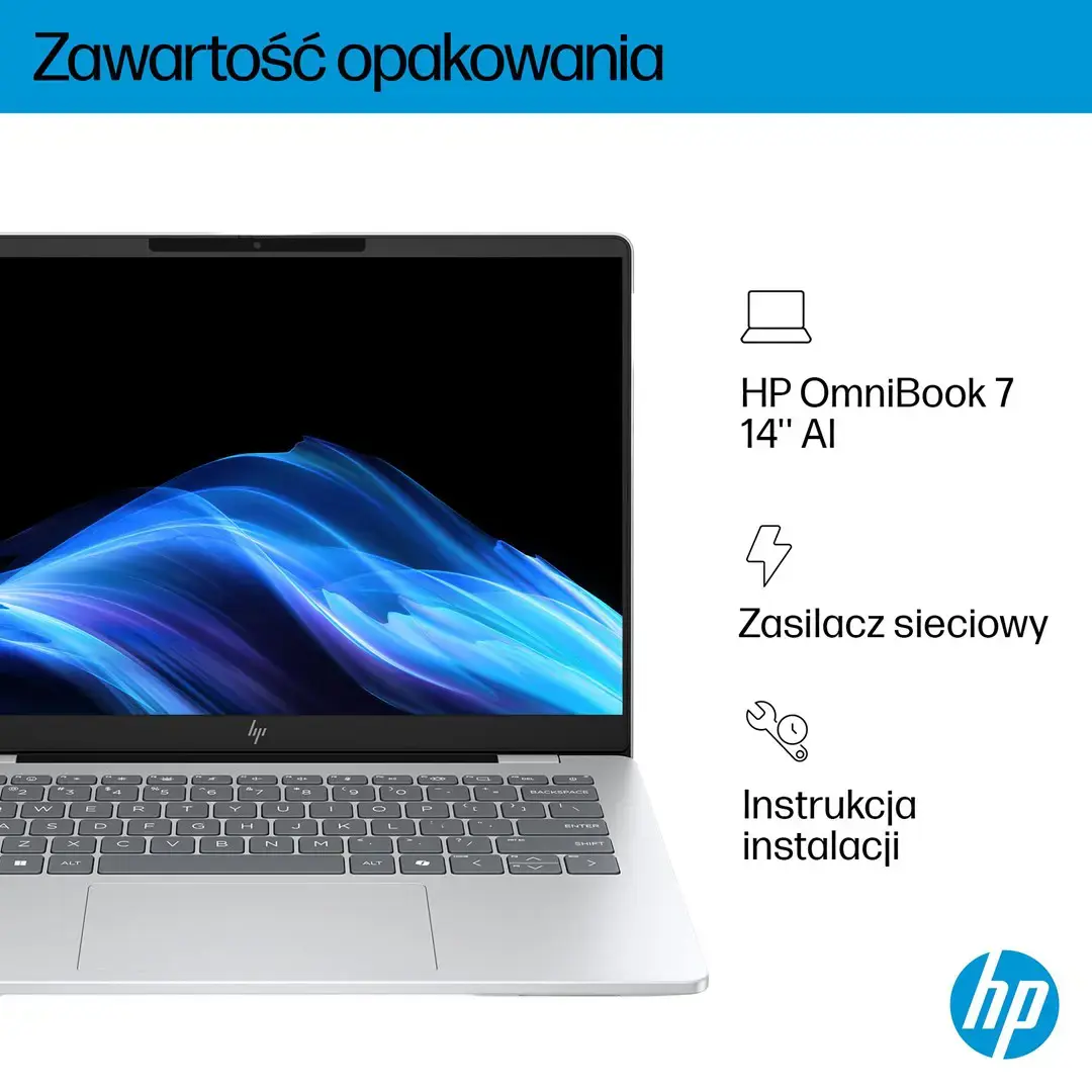 HP OmniBook 7 AI 14-fr0003nw Intel Core Ultra 5 225U Laptop 35.6 cm (14") 2K Display 16 GB LPDDR5 SDRAM 512 GB SSD Wi-Fi 6E (802.11ax) Windows 11 Pro AI PC Silver