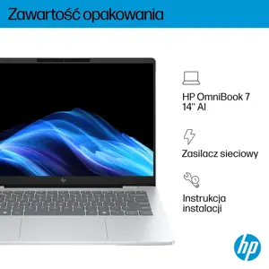 HP OmniBook 7 AI 14-fr0003nw Intel Core Ultra 5 225U Laptop 35.6 cm (14") 2K Display 16 GB LPDDR5 SDRAM 512 GB SSD Wi-Fi 6E (802.11ax) Windows 11 Pro AI PC Silver