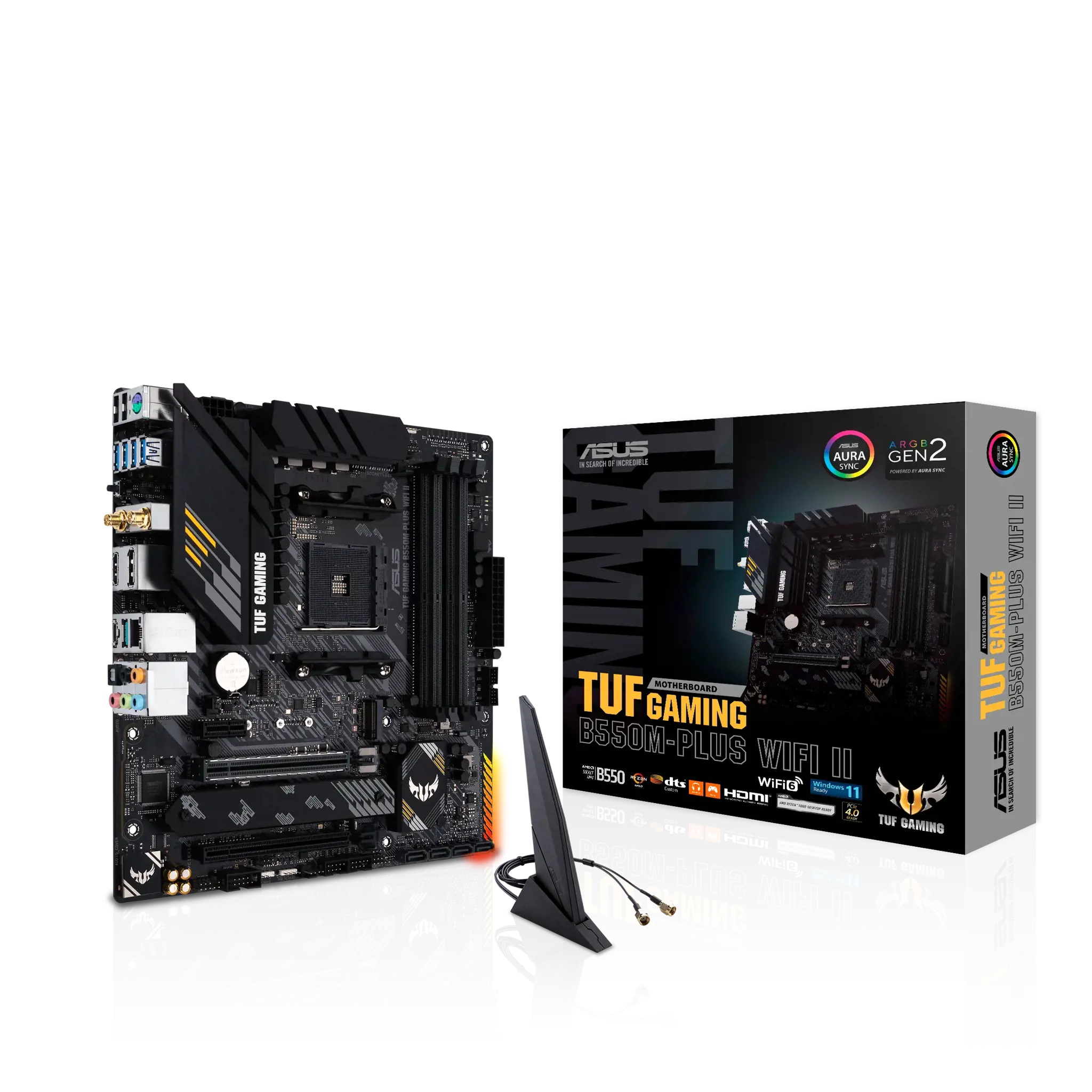 ASUS TUF GAMING B550M-PLUS WIFI II, AMD, "Socket AM4", "AMD Ryzen™ 3", "AMD Ryzen™ 5", "AMD Ryzen™ 7", 3 kartos "AMD Ryzen™ 9", 5 kartos "AMD Ryzen 9", "Socket AM4", DDR4-SDRAM, 128 GB