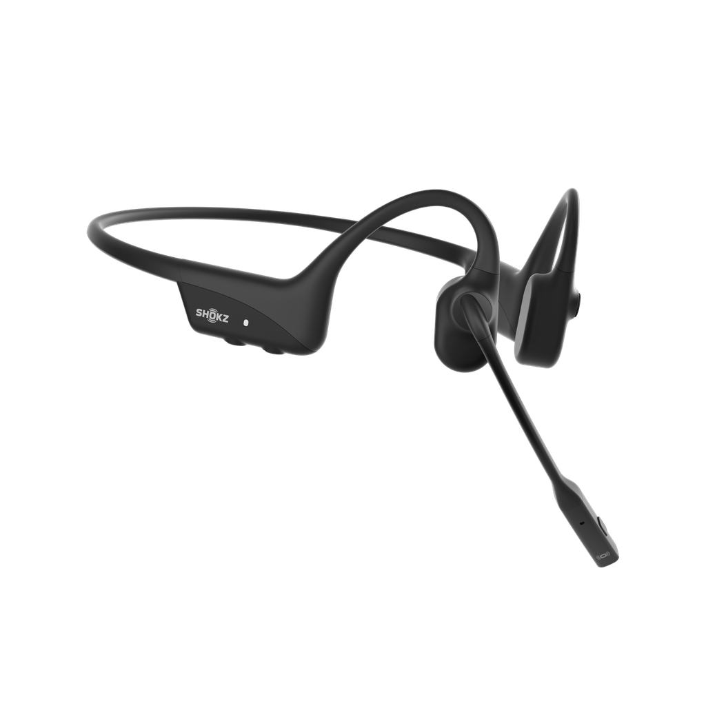 SHOKZ OpenComm2 2025 Upgrade Wireless Bluetooth Bone Conduction Videoconferencing Headset with USB-C Charging Port | 16 Hr Talk Time, 29m Wireless Range, 1 Hr Charge Time | Includes Noise Cancelling Boom Mic, Black, Wireless, Office/Call center, 35 g, Headset, Black