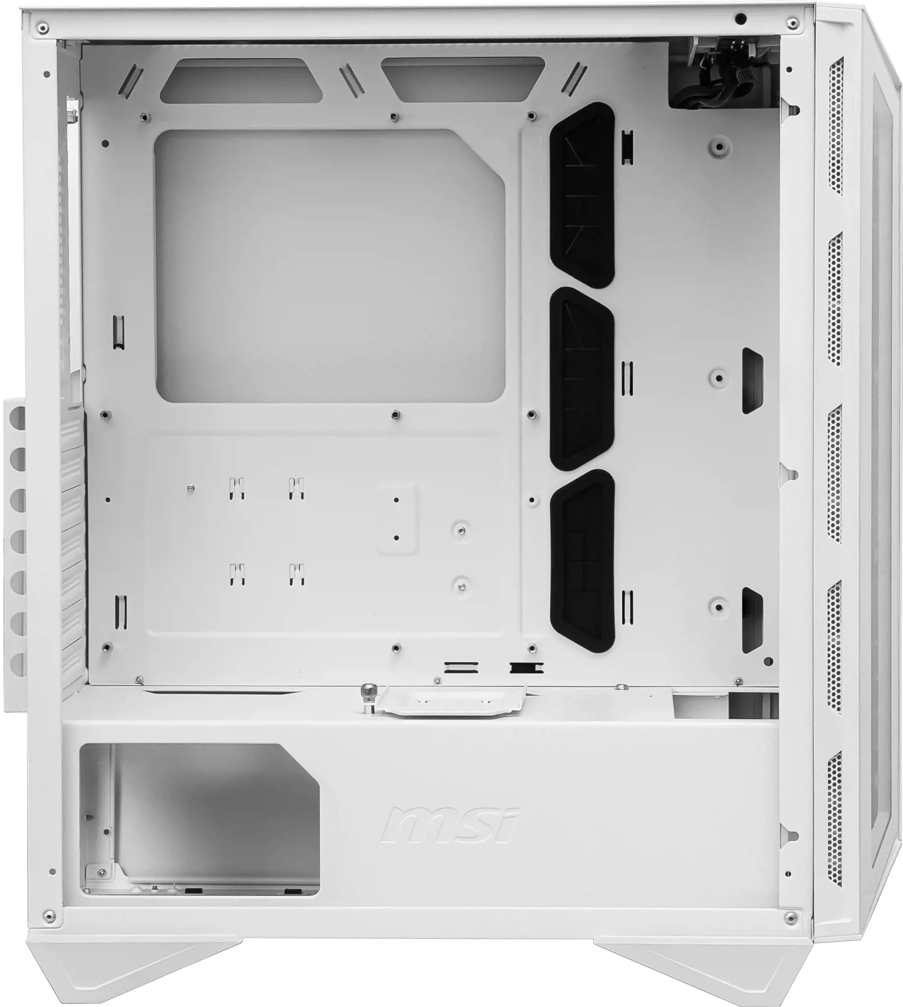 MSI MPG GUNGNIR 110R WHITE Vidutinio bokšto žaidimų kompiuterių korpusas "Baltas, 4x 120 mm ARGB ventiliatorius, 1-6 ARGB valdymo plokštė, C tipo USB, grūdintas stiklas, centrinis, ATX, mATX, mini-ITX", Vidutinio bokšto, kompiuteris, baltas, ATX, micro ATX, mini-ITX, metalinis, žaidimų