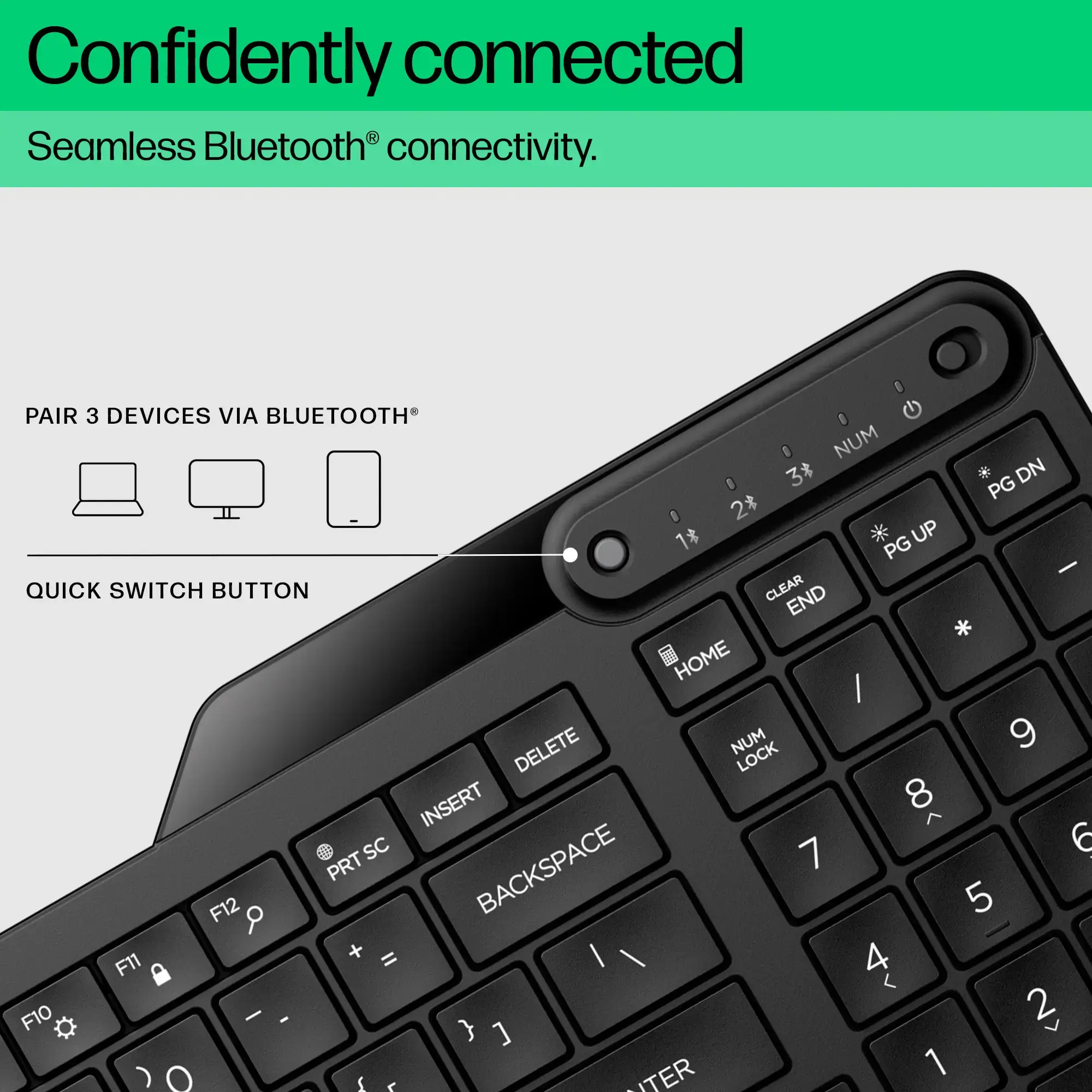 HP 460 Multi-Device Bluetooth Keyboard, Wireless, Bluetooth