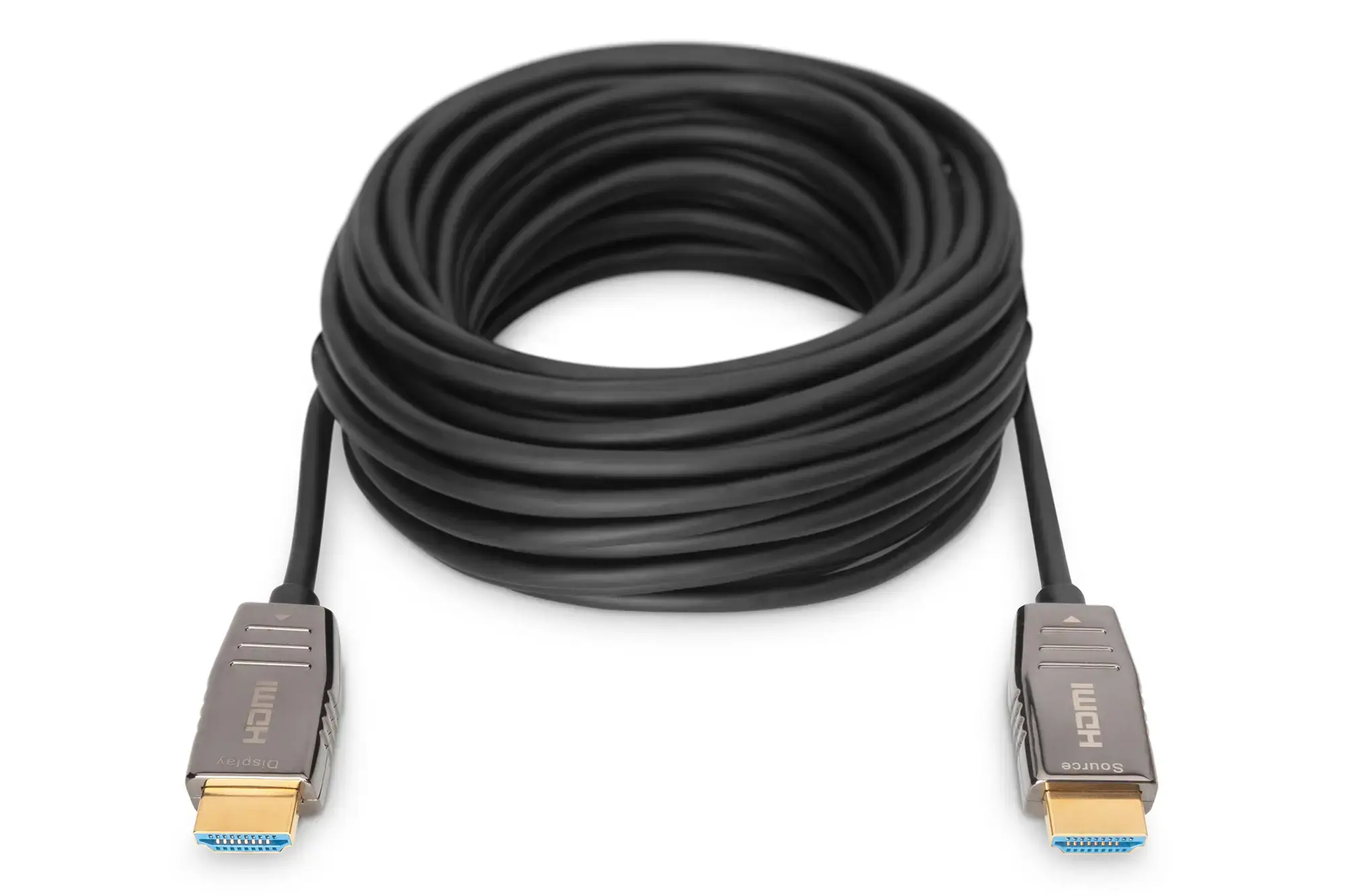 ASSMANN HDMI AOC hibridinio pluošto jungiamasis kabelis A tipo M/M 10 m UHD 8K60Hz CE aukso spalvos bl