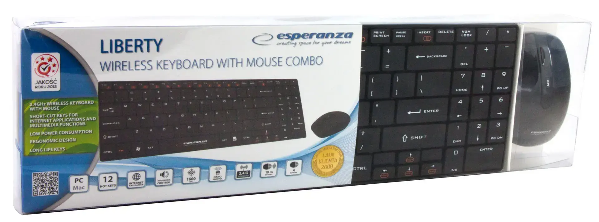 "Esperanza EK122K" RF belaidė QWERTY klaviatūra, juoda