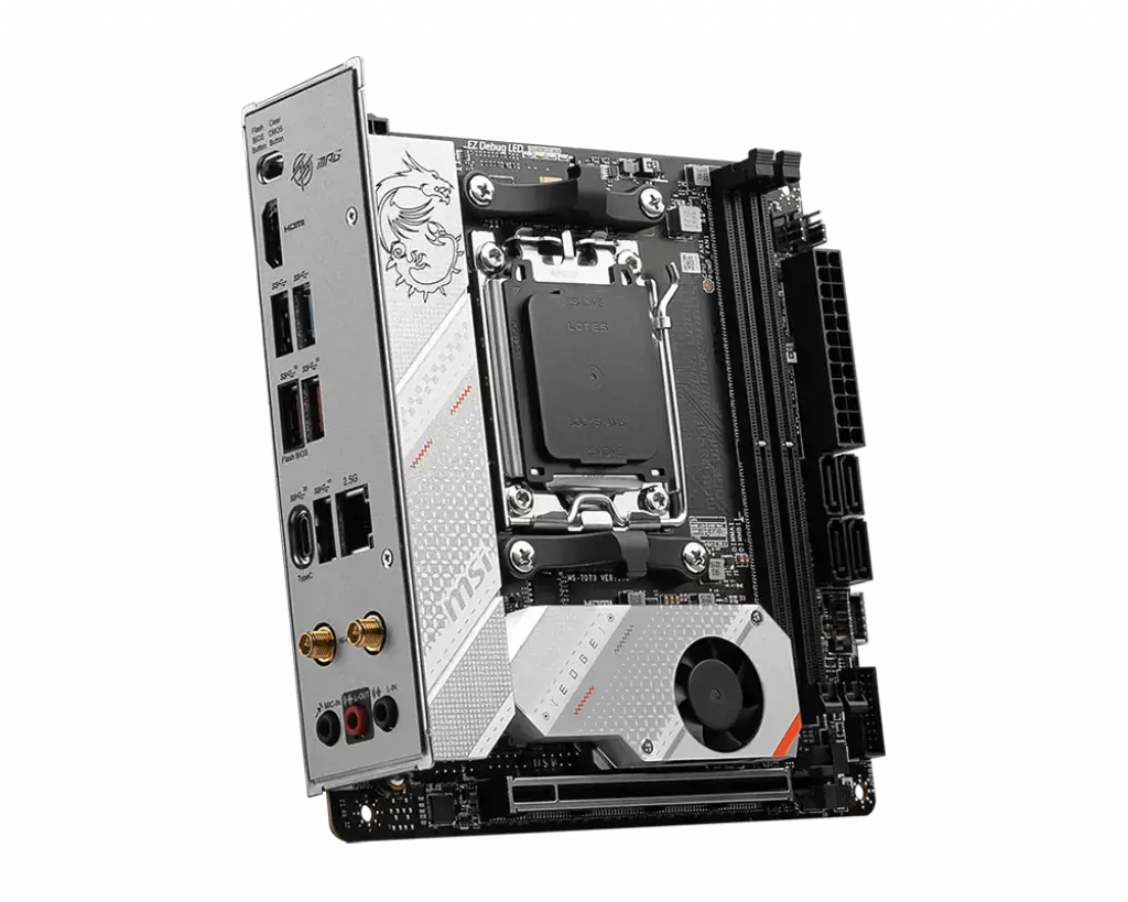 MSI MPG B650I EDGE WIFI, AMD, "Socket AM5", "AMD Ryzen 7 7th Gen", "AMD Ryzen 9 7th Gen", "Socket AM5", DDR5-SDRAM, 64 GB